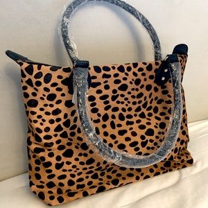 NEW Leopard print calf hair & leatherette tote bag